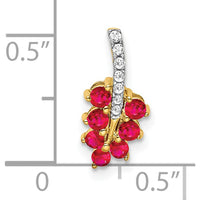 14K Yellow Gold Ruby and Diamond Leaf Pendant - 0.14 Carat Total Gem Weight by Lumare Gioia