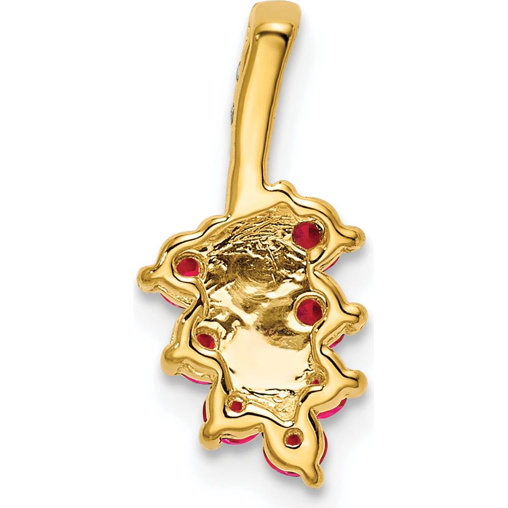 14K Yellow Gold Ruby and Diamond Leaf Pendant - 0.14 Carat Total Gem Weight by Lumare Gioia