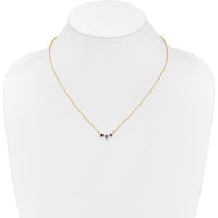14K Yellow Gold Ruby and Diamond Necklace with Pear and Round Stones - 0.31 Carat Total Ruby Weight, 0.06 Carat Total Diamond Weight by Lumare Gioia