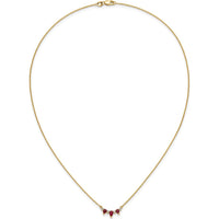 14K Yellow Gold Ruby and Diamond Necklace with Pear and Round Stones - 0.31 Carat Total Ruby Weight, 0.06 Carat Total Diamond Weight by Lumare Gioia