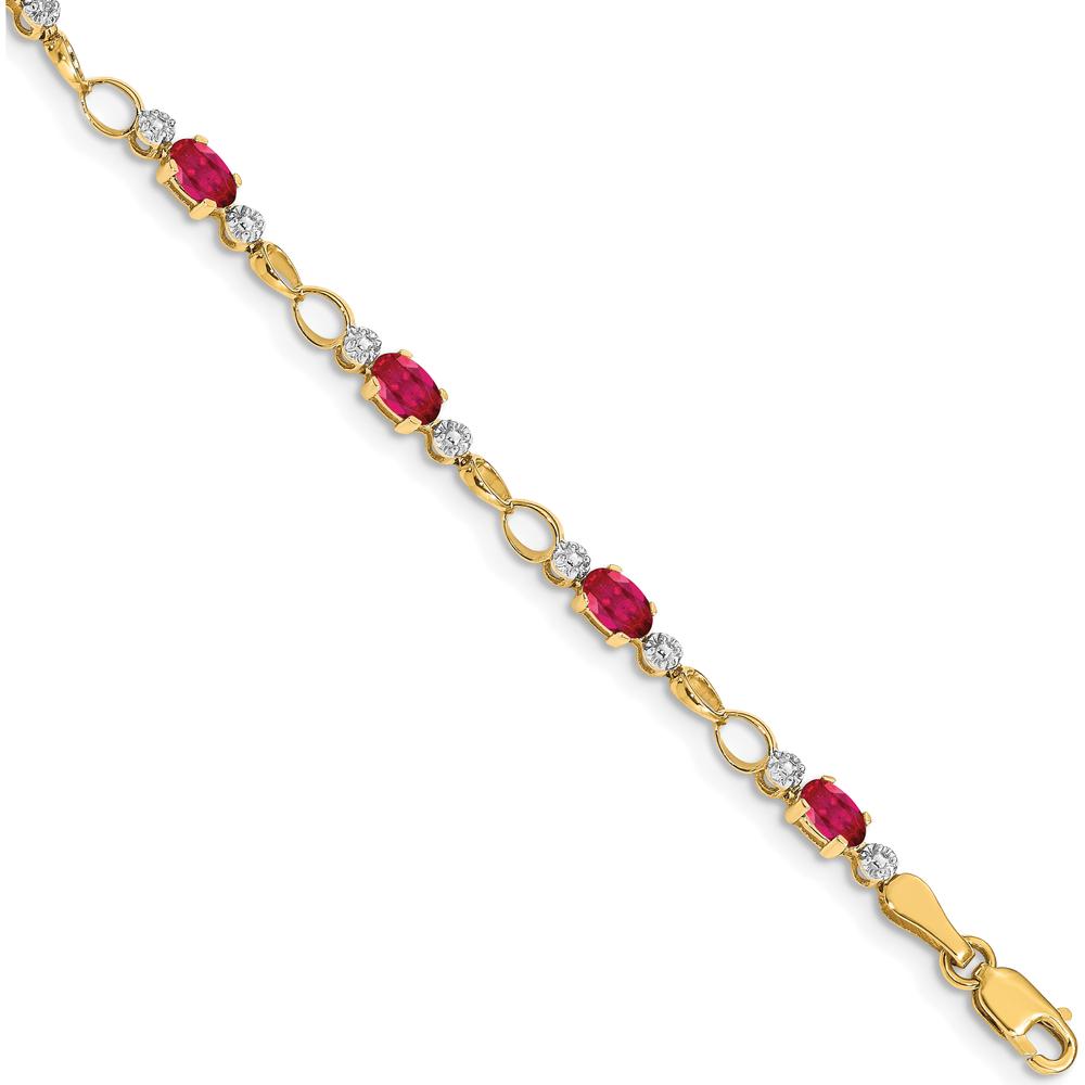 14K Yellow Gold Ruby and Diamond Open Link Bracelet - 0.32 Carats Total Ruby Weight, 0.006 Carats Diamond Weight by Monteluci Fine Jewelry