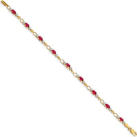 14K Yellow Gold Ruby and Diamond Open Link Bracelet - 0.32 Carats Total Ruby Weight, 0.006 Carats Diamond Weight by Monteluci Fine Jewelry