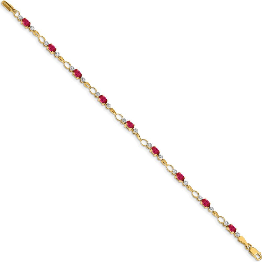 14K Yellow Gold Ruby and Diamond Open Link Bracelet - 0.32 Carats Total Ruby Weight, 0.006 Carats Diamond Weight by Monteluci Fine Jewelry