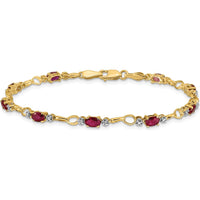 14K Yellow Gold Ruby and Diamond Open Link Bracelet - 0.32 Carats Total Ruby Weight, 0.006 Carats Diamond Weight by Monteluci Fine Jewelry