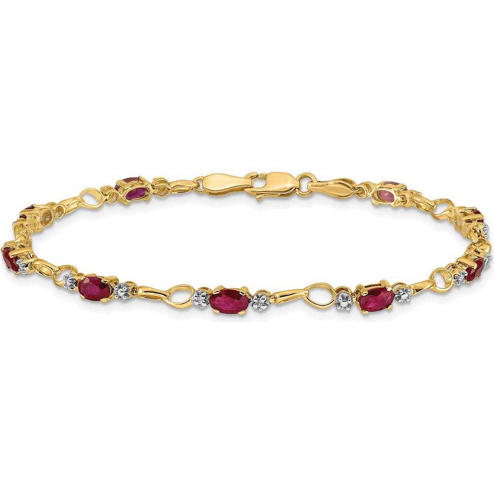 14K Yellow Gold Ruby and Diamond Open Link Bracelet - 0.32 Carats Total Ruby Weight, 0.006 Carats Diamond Weight by Monteluci Fine Jewelry