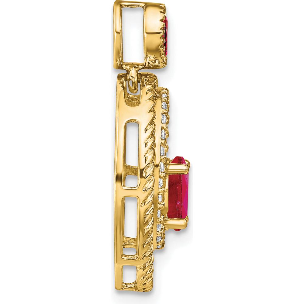 14K Yellow Gold Ruby and Diamond Oval Pendant - 0.6 Carat Ruby, 0.375 Carat Ruby, 0.006 Carat Total Diamond Weight by Lumare Gioia