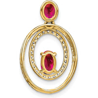 14K Yellow Gold Ruby and Diamond Oval Pendant - 0.6 Carat Ruby, 0.375 Carat Ruby, 0.006 Carat Total Diamond Weight by Lumare Gioia