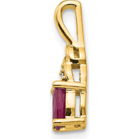 14K Yellow Gold Ruby and Diamond Pendant - 0.6 Carat Ruby, 0.006 Carat Diamond by Oro Pregiato