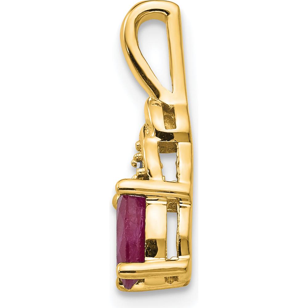 14K Yellow Gold Ruby and Diamond Pendant - 0.6 Carat Ruby, 0.006 Carat Diamond by Oro Pregiato