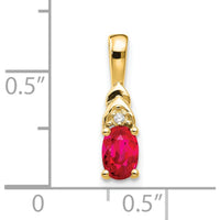 14K Yellow Gold Ruby and Diamond Pendant - 0.6 Carat Ruby, 0.006 Carat Diamond by Oro Pregiato