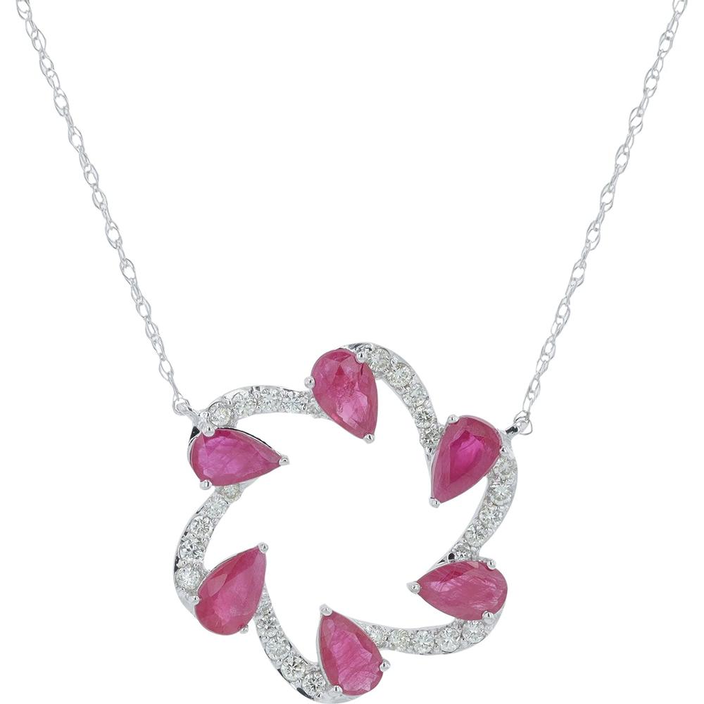 14K Yellow Gold Ruby and Diamond Pendant - 1.50 Carat Total Gemstone Weight