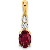 14K Yellow Gold Ruby and Diamond Pendant with 0.065 Carat Diamonds by Oro Pregiato