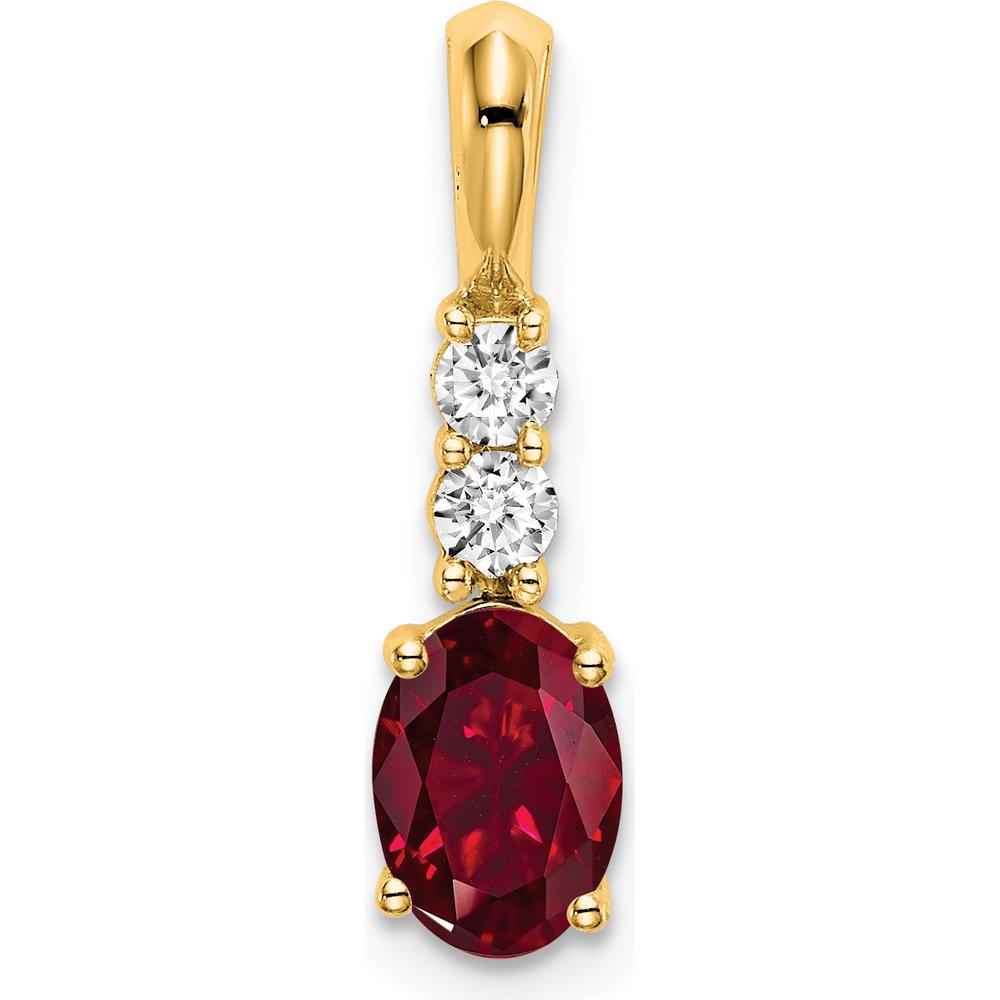 14K Yellow Gold Ruby and Diamond Pendant with 0.065 Carat Diamonds by Oro Pregiato
