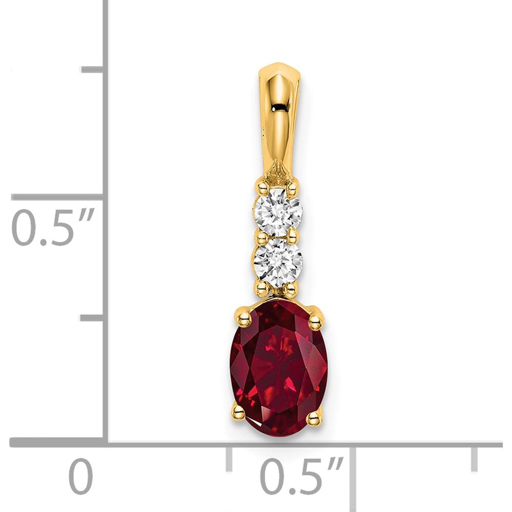 14K Yellow Gold Ruby and Diamond Pendant with 0.065 Carat Diamonds by Oro Pregiato