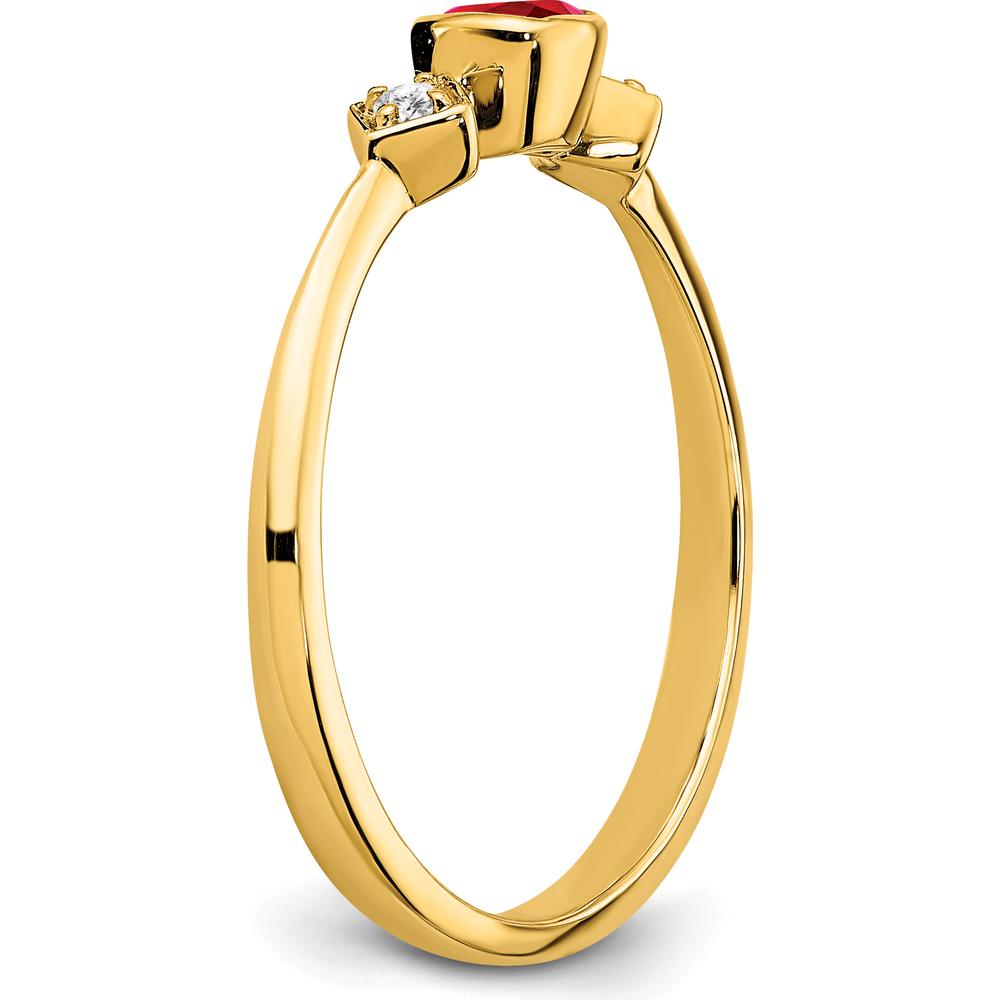 14K Yellow Gold Ruby and Diamond Ring with Cushion Cut Ruby - 0.20 Carat Ruby, 0.04 Carat Total Diamond Weight by 0