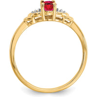 14K Yellow Gold Ruby and Diamond Ring with Oval Ruby - 0.6 Carat Ruby, 0.01 Carat Total Diamond Weight by Oro Pregiato