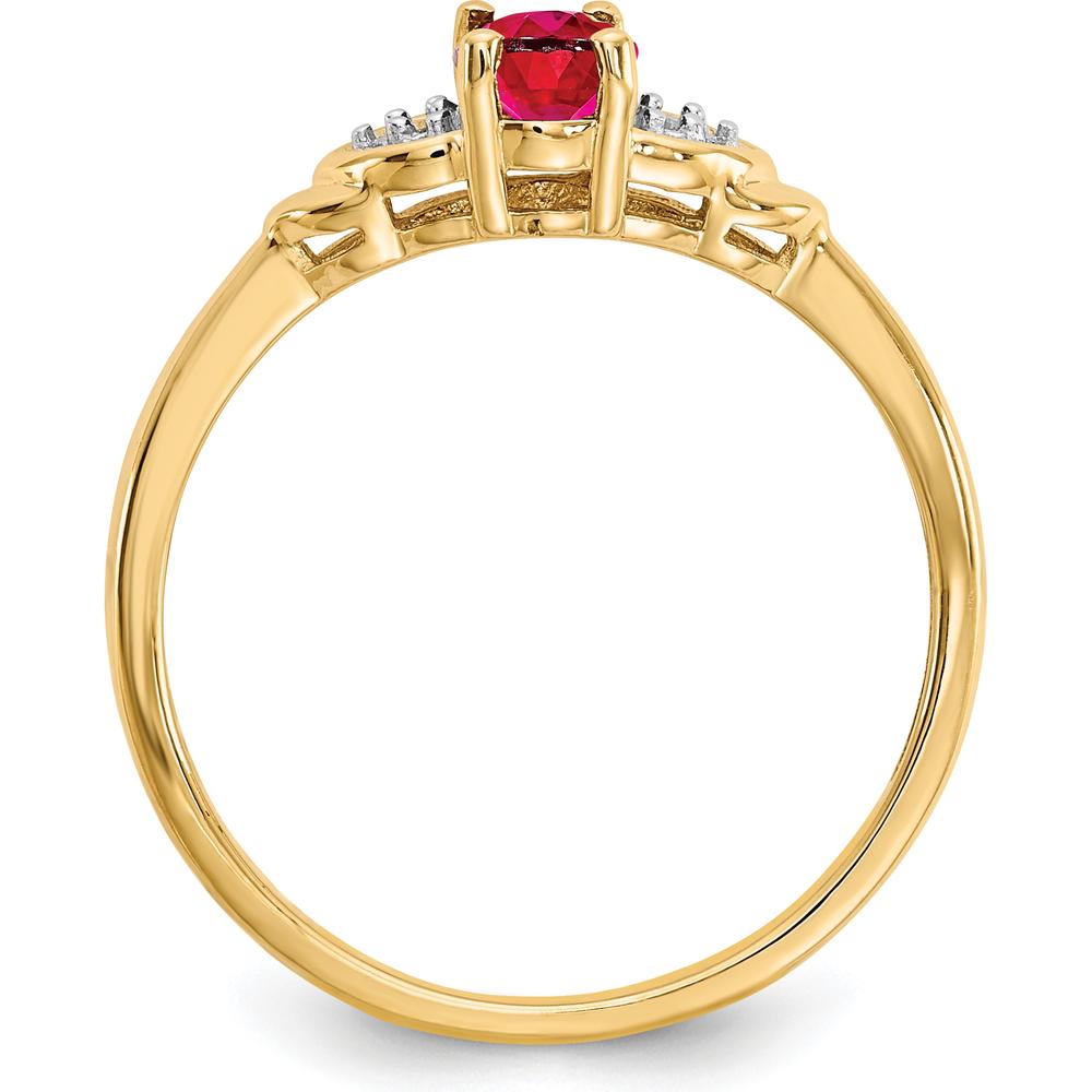 14K Yellow Gold Ruby and Diamond Ring with Oval Ruby - 0.6 Carat Ruby, 0.01 Carat Total Diamond Weight by Oro Pregiato