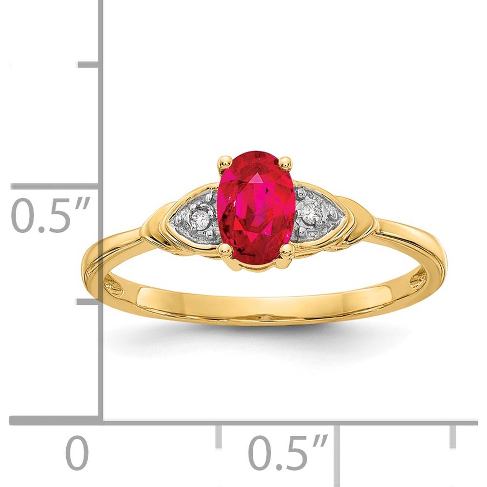 14K Yellow Gold Ruby and Diamond Ring with Oval Ruby - 0.6 Carat Ruby, 0.01 Carat Total Diamond Weight by Oro Pregiato