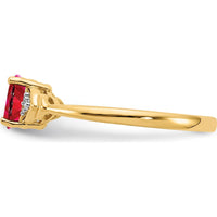 14K Yellow Gold Ruby and Diamond Ring with Oval Ruby - 0.6 Carat Ruby, 0.01 Carat Total Diamond Weight by Oro Pregiato