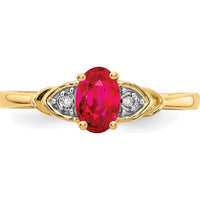 14K Yellow Gold Ruby and Diamond Ring with Oval Ruby - 0.6 Carat Ruby, 0.01 Carat Total Diamond Weight by Oro Pregiato