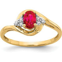 14K Yellow Gold Ruby and Diamond Ring with Oval Ruby and Round Diamond Accents - 0.6 Carat Ruby Weight by Oro Pregiato
