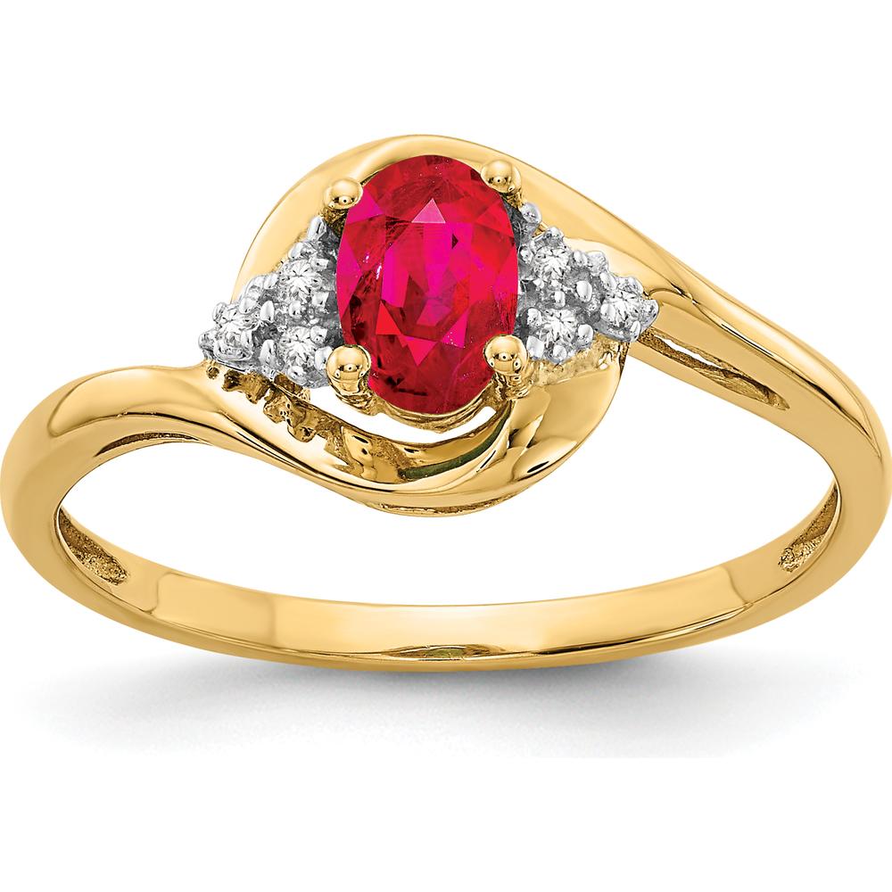 14K Yellow Gold Ruby and Diamond Ring with Oval Ruby and Round Diamond Accents - 0.6 Carat Ruby Weight by Oro Pregiato