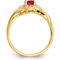 14K Yellow Gold Ruby and Diamond Ring with Oval Ruby and Round Diamond Accents - 0.6 Carat Ruby Weight by Oro Pregiato