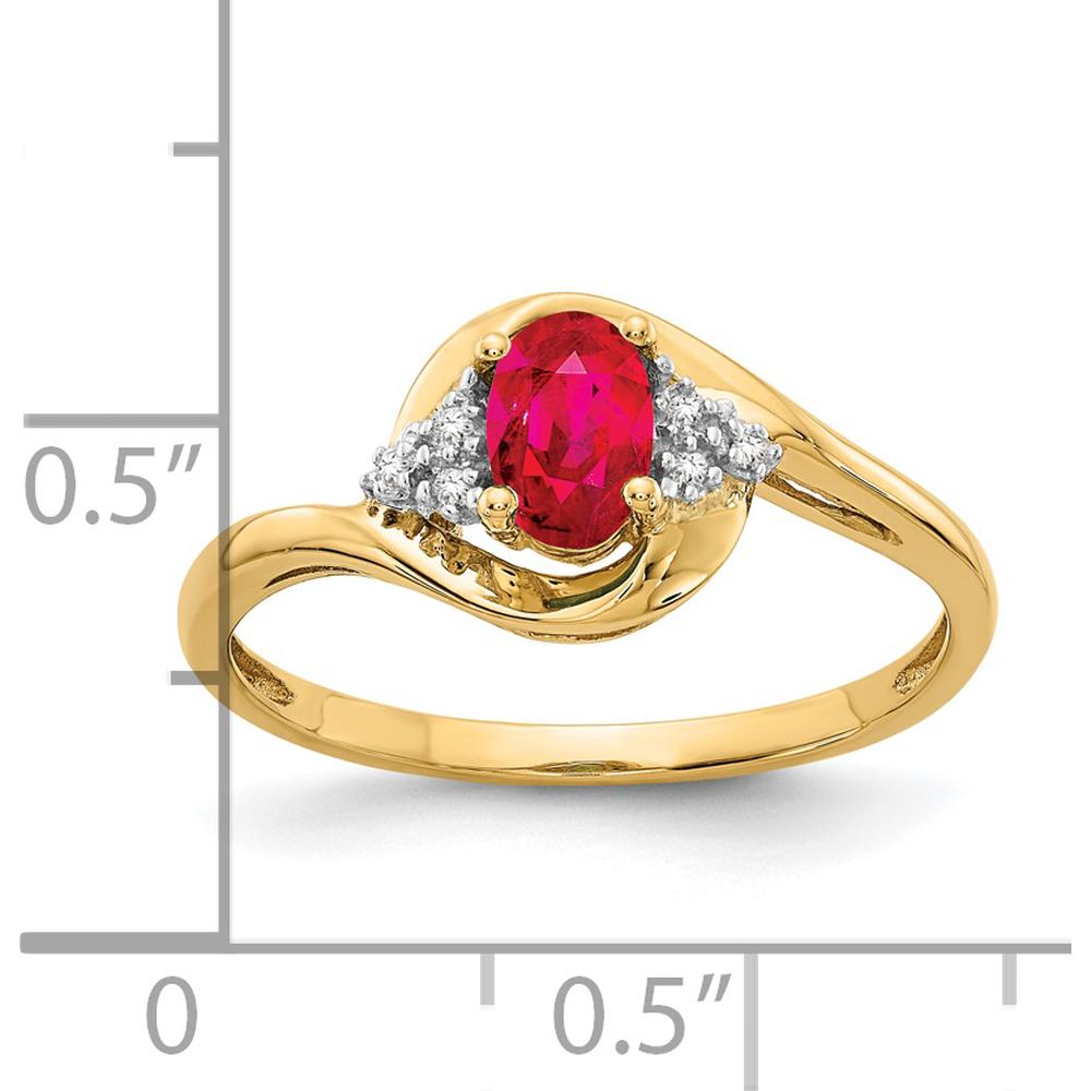 14K Yellow Gold Ruby and Diamond Ring with Oval Ruby and Round Diamond Accents - 0.6 Carat Ruby Weight by Oro Pregiato