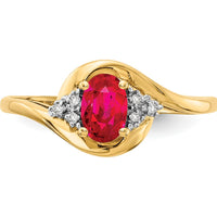 14K Yellow Gold Ruby and Diamond Ring with Oval Ruby and Round Diamond Accents - 0.6 Carat Ruby Weight by Oro Pregiato