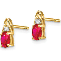 14K Yellow Gold Ruby and Diamond Stud Earrings - 0.32 Carat Ruby, 0.01 Carat Diamond Total Carat Weight by Oro Pregiato