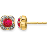 14K Yellow Gold Ruby and Diamond Stud Earrings - 0.66 Carats Total Ruby Weight by Monteluci Fine Jewelry