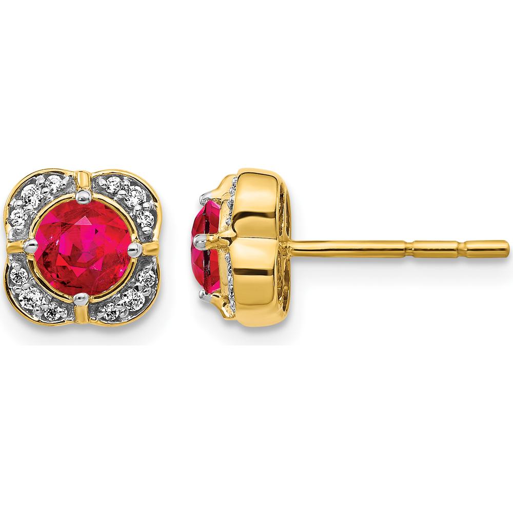 14K Yellow Gold Ruby and Diamond Stud Earrings - 0.66 Carats Total Ruby Weight by Monteluci Fine Jewelry