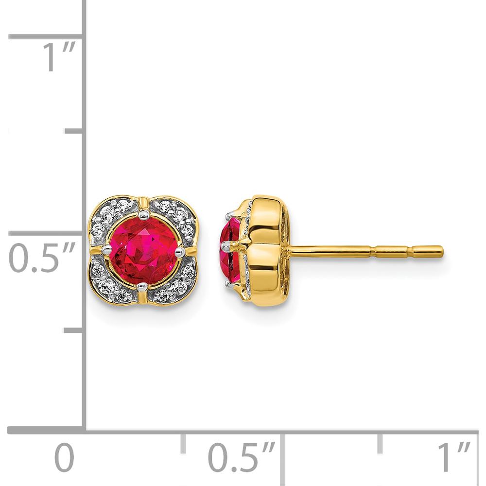 14K Yellow Gold Ruby and Diamond Stud Earrings - 0.66 Carats Total Ruby Weight by Monteluci Fine Jewelry