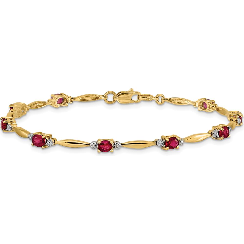 14K Yellow Gold Ruby and Diamond Tennis Bracelet - 0.22 Carats Ruby, 0.01 Carats Diamond by Monteluci Fine Jewelry