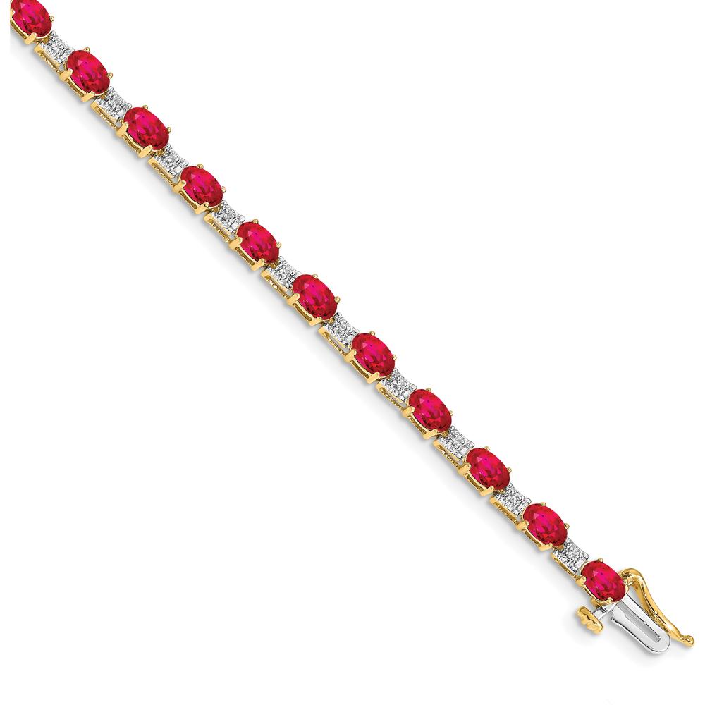 14K Yellow Gold Ruby and Diamond Tennis Bracelet - 0.32 Carats Ruby, 0.09 Carats Total Diamond Weight by Monteluci Fine Jewelry