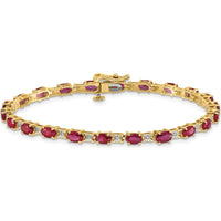 14K Yellow Gold Ruby and Diamond Tennis Bracelet - 0.32 Carats Ruby, 0.09 Carats Total Diamond Weight by Monteluci Fine Jewelry