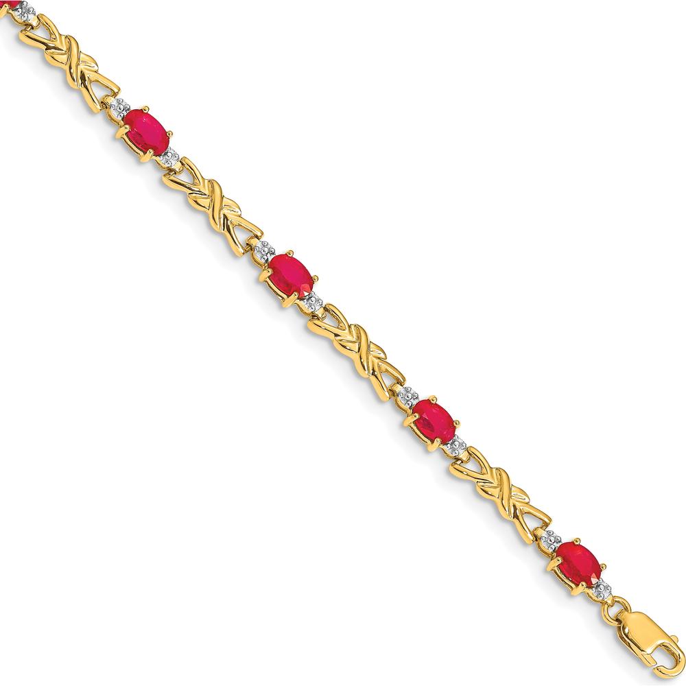 14K Yellow Gold Ruby and Diamond X-Design Bracelet - 0.32 Carats Ruby, 0.01 Carats Diamond by Monteluci Fine Jewelry