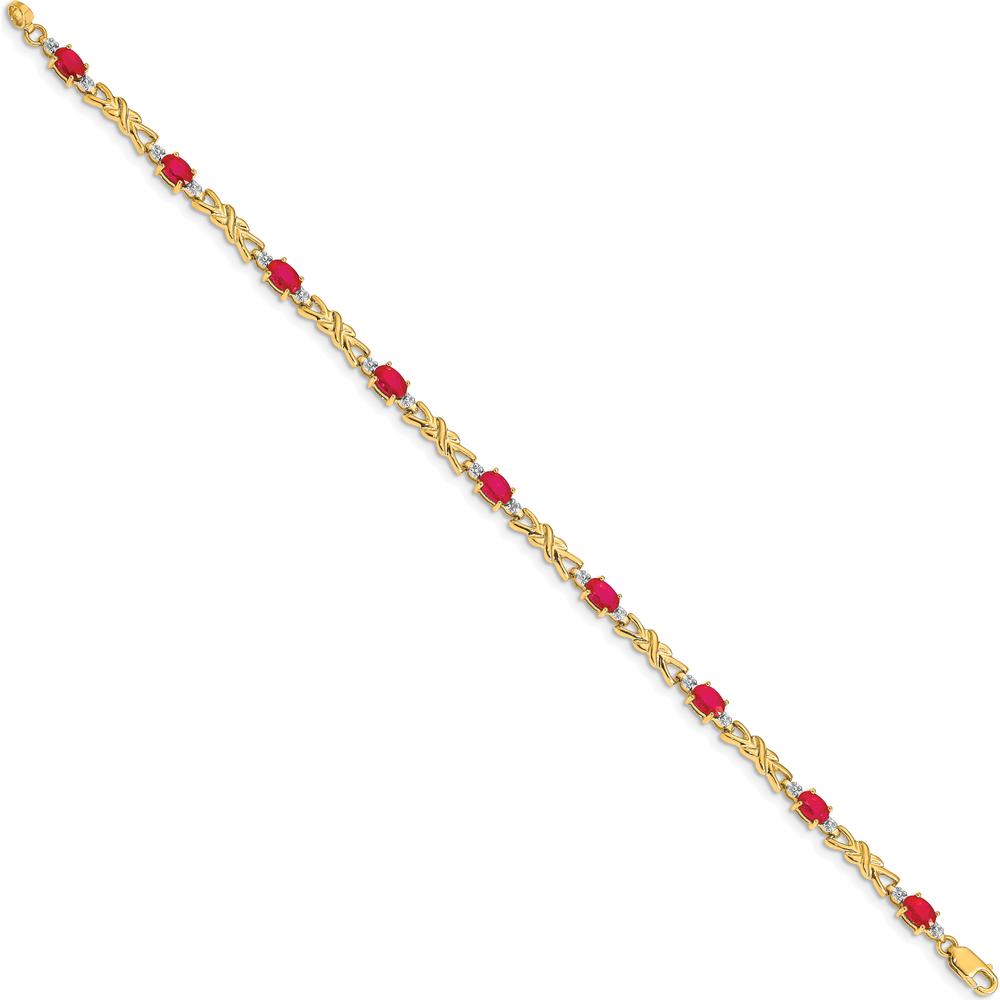 14K Yellow Gold Ruby and Diamond X-Design Bracelet - 0.32 Carats Ruby, 0.01 Carats Diamond by Monteluci Fine Jewelry