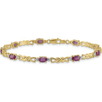 14K Yellow Gold Ruby and Diamond X-Design Bracelet - 0.32 Carats Ruby, 0.01 Carats Diamond by Monteluci Fine Jewelry