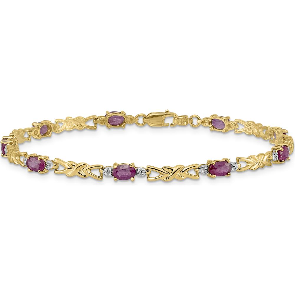 14K Yellow Gold Ruby and Diamond X-Design Bracelet - 0.32 Carats Ruby, 0.01 Carats Diamond by Monteluci Fine Jewelry