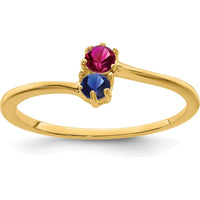14K Yellow Gold Ruby and Sapphire Two-Stone Mother's Ring Mounting by Monteluci Fine Jewelry