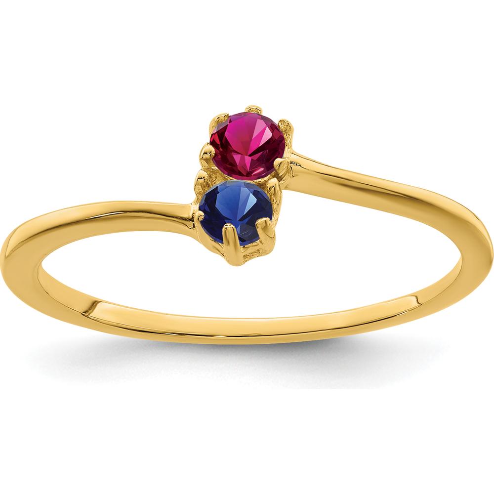 14K Yellow Gold Ruby and Sapphire Two-Stone Mother's Ring Mounting by Monteluci Fine Jewelry