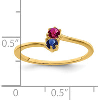 14K Yellow Gold Ruby and Sapphire Two-Stone Mother's Ring Mounting by Monteluci Fine Jewelry
