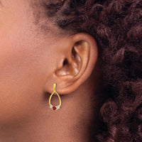 14K Yellow Gold Ruby and White Sapphire Drop Earrings - 0.23 Carat Total Ruby Weight, 0.14 Carat Total Sapphire Weight by Monteluci Fine Jewelry