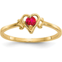 14K Yellow Gold Ruby Birthstone Heart Ring - 0.17 Carat Total Ruby Weight by Oro Pregiato