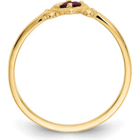 14K Yellow Gold Ruby Birthstone Heart Ring - 0.17 Carat Total Ruby Weight by Oro Pregiato