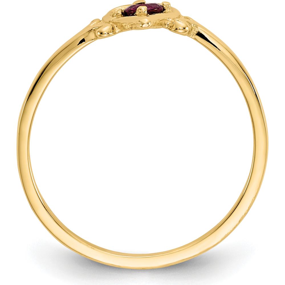14K Yellow Gold Ruby Birthstone Heart Ring - 0.17 Carat Total Ruby Weight by Oro Pregiato