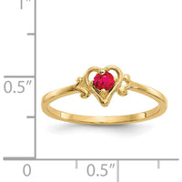 14K Yellow Gold Ruby Birthstone Heart Ring - 0.17 Carat Total Ruby Weight by Oro Pregiato