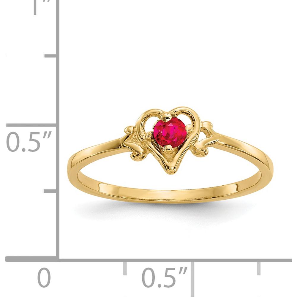 14K Yellow Gold Ruby Birthstone Heart Ring - 0.17 Carat Total Ruby Weight by Oro Pregiato