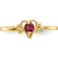 14K Yellow Gold Ruby Birthstone Heart Ring - 0.17 Carat Total Ruby Weight by Oro Pregiato